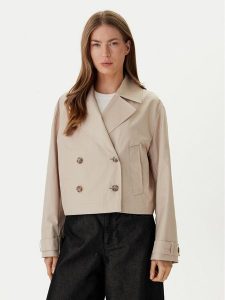 Calvin Klein Trencz LV044B541G Beżowy Regular Fit. Brązowe płaszcze Calvin Klein, xs, bez wzorów, z syntetyku, bez kaptura. Za 699,99 zł.