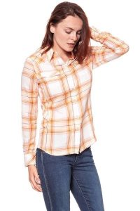 KOSZULA WRANGLER WESTERN APRICOT NECTAR W5240LU65 112129350. Pomarańczowe koszule Wrangler, s, bez wzorów, bez kołnierzyka, bez ramiączek. Za 129,99 zł.