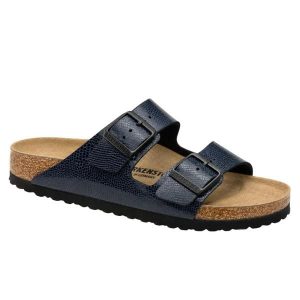 Klapki damskie Birkenstock Arizona BS Birko-flor. Niebieskie klapki Birkenstock, bez wzorów, z materiału, bez obcasa. Za 287,00 zł.