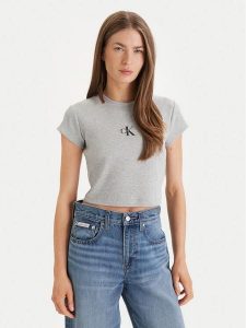 Calvin Klein Jeans T-Shirt LV047AB802 Szary Regular Fit. Szare t-shirty Calvin Klein Jeans, s, bez wzorów, z bawełny, bez kołnierzyka, bez ramiączek. Za 209,99 zł.