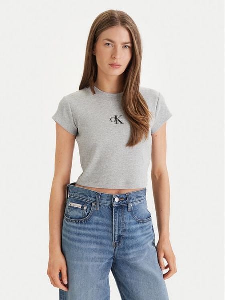 Calvin Klein Jeans T-Shirt LV047AB802 Szary Regular Fit. Szare t-shirty Calvin Klein Jeans, s, bez wzorów, z bawełny, bez kołnierzyka, bez ramiączek. Za 209,99 zł.