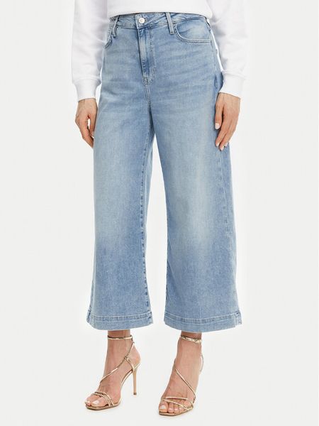 Guess Jeansy W5GA2E D5O90 Niebieski Wide Leg. Niebieskie jeansy Guess, z aplikacjami, z bawełny. Za 282,00 zł.