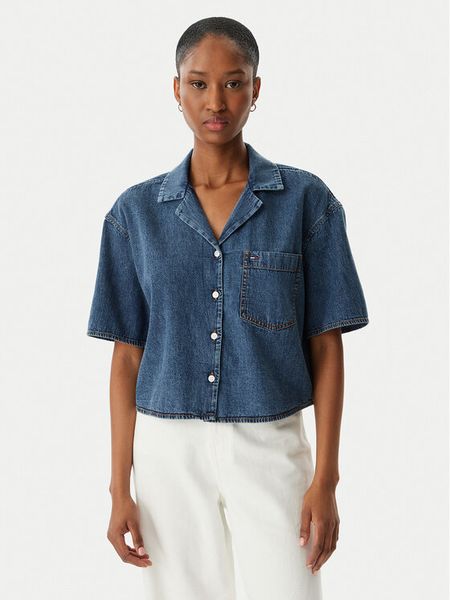 Tommy Jeans Koszula jeansowa DW0DW22216 Niebieski Relaxed Fit. Niebieskie koszule Tommy Jeans, l, bez wzorów, z bawełny, bez kołnierzyka, bez ramiączek. Za 262,99 zł.