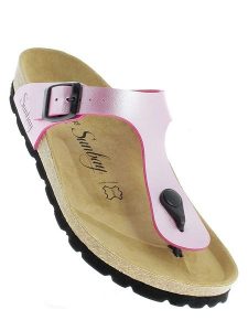 Sunbay Japonki "Camelia" w kolorze jasnoróżowym rozmiar: 38. Różowe klapki Sunbay, bez wzorów, ze skóry, z otwartym noskiem, bez obcasa. Za 114,17 zł.
