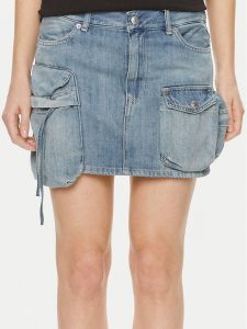 Replay Spódnica jeansowa W9934 .000.794 Niebieski Regular Fit. Niebieskie spódnice Replay, bez wzorów, z bawełny. Za 439,99 zł.