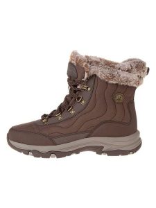 Skechers Skórzane botki "Trego" w kolorze brązowym rozmiar: 37. Brązowe botki Skechers, bez wzorów, z materiału, bez obcasa, bez zapięcia. Za 206,42 zł.