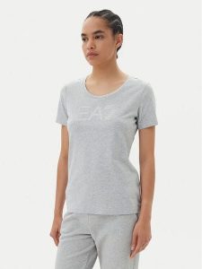 EA7 Emporio Armani T-Shirt 7W000094 AF10373 O8002 Szary Slim Fit. Szare t-shirty EA7 Emporio Armani, s, bez wzorów, z bawełny, bez kołnierzyka, bez ramiączek. Za 209,99 zł.