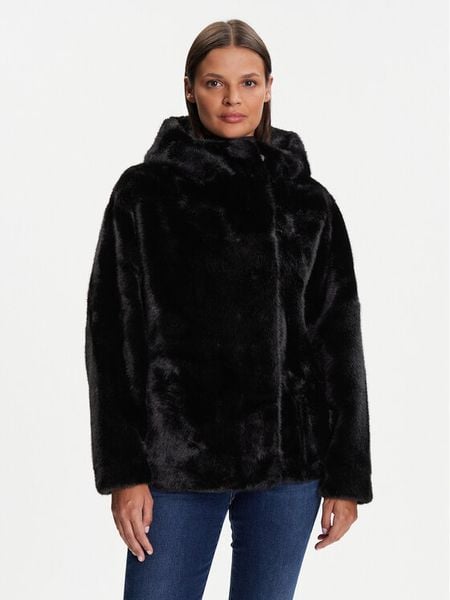 Kontatto Futro Scarlett GV103N Czarny Regular Fit. Czarne płaszcze Kontatto, m, bez wzorów, z futra, bez kaptura. Za 519,99 zł.