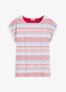 T-shirt z czystej bawełny organicznej. Niebieskie t-shirty bonprix, bez wzorów, z bawełny, bez kołnierzyka, bez ramiączek. Za 49,99 zł.