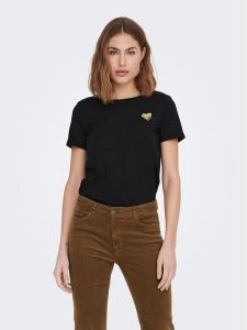 ONLY T-Shirt Kita 15244714 Czarny Regular Fit. Czarne t-shirty ONLY, l, bez wzorów, z bawełny, bez kołnierzyka, bez ramiączek. Za 69,99 zł.