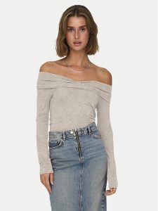 ONLY Bluzka Fayola 15339435 Beżowy Slim Fit. Brązowe bluzki ONLY, l, bez wzorów, z wiskozy, bez kołnierzyka, bez ramiączek. Za 89,99 zł.