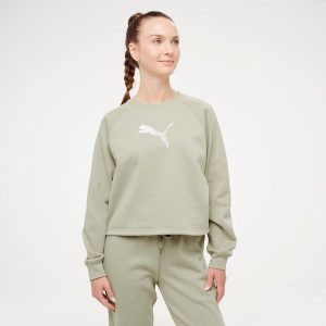 Bluza damska Puma crop. Zielone bluzy Puma, s, bez wzorów, z bawełny, bez kaptura. Za 169,99 zł.