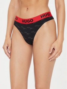 Hugo Stringi 50515199 Czarny. Czarne stringi Hugo, bez wzorów, z bawełny. Za 89,99 zł.