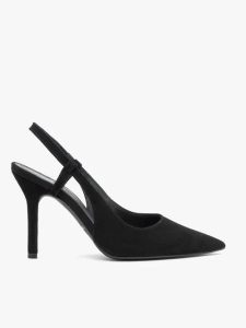 Czarne czółenka bez pięty na szpilce. Czarne czółenka Ryłko, bez wzorów, z gumy, bez obcasa, na obcasie, bez zapięcia. W wyprzedaży za 341,99 zł.