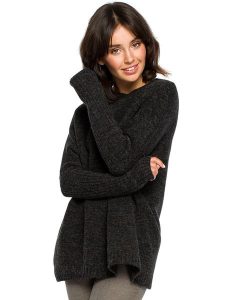 Be Wear Sweter w kolorze antracytowym rozmiar: onesize. Czarne swetry oversize Be Wear, bez wzorów, z wełny, bez ramiączek. Za 205,95 zł.