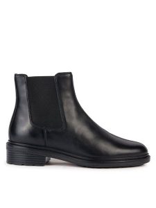 Geox Sztyblety D Walk Pleasure D36TGE 00043 C9999 Czarny. Czarne botki Geox, bez wzorów, ze skóry, bez obcasa, na płaskiej podeszwie, bez zapięcia. Za 579,99 zł.