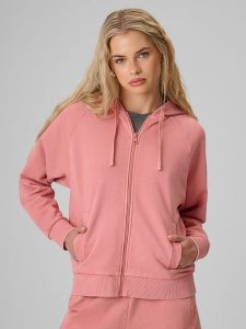 4F Bluza dresowa relaxed z kapturem damska - łososiowa S. Brązowe bluzy 4f, s, bez wzorów, z dresówki, z kapturem. Za 169,99 zł.