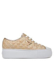 Guess Sneakersy 177169 Złoty. Żółte trampki Guess, z aplikacjami, z materiału, bez zapięcia. Za 339,99 zł.