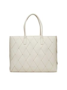 Calvin Klein Torebka Ck Woven Medium Shopper K60K612994 Biały. Białe shopper bag Calvin Klein, bez wzorów, ze skóry, bez dodatków. Za 459,99 zł.