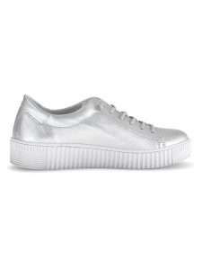 Gabor Skórzane sneakersy w kolorze srebrnym rozmiar: 37,5. Szare trampki Gabor, bez wzorów, bez zapięcia. Za 180,49 zł.
