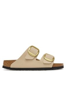 Birkenstock Klapki Arizona Big Buckle 1031429 Beżowy. Brązowe klapki Birkenstock, bez wzorów, z syntetyku, bez obcasa. Za 458,99 zł.