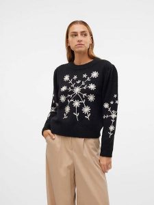 Vero Moda Sweter "Gaia" w kolorze kremowo-czarnym rozmiar: S. Brązowe swetry oversize Vero Moda, s, bez wzorów, ze splotem, bez ramiączek. Za 105,38 zł.