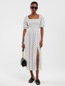 BIG STAR Sukienka w kolorze białym rozmiar: XS. Białe sukienki Big Star, na co dzień, xs, bez wzorów, z wiskozy, retro, bez kołnierzyka, bez ramiączek, midi, proste. Za 109,99 zł.