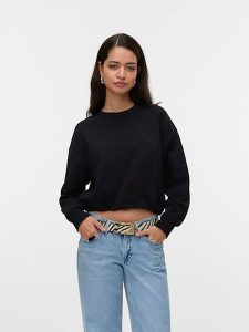 Vero Moda Bluza w kolorze czarnym rozmiar: XS. Czarne bluzy Vero Moda, xs, bez wzorów, z bawełny, bez kaptura. Za 98,95 zł.