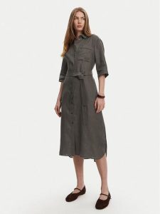 Max Mara Leisure Sukienka koszulowa Salute 2516221028 Zielony Regular Fit. Zielone sukienki Max Mara Leisure, bez wzorów, ze lnu, bez kołnierzyka, bez ramiączek, koszulowe. Za 649,99 zł.