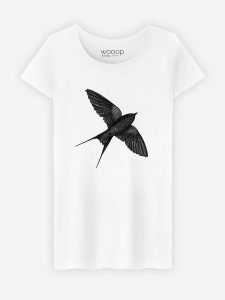 WOOOP Koszulka "Night Swallow" w kolorze białym rozmiar: XL. Białe bluzki Wooop, xl, bez wzorów, z bawełny, bez kołnierzyka, bez ramiączek. Za 92,21 zł.