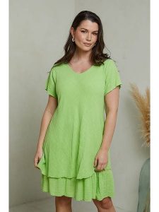 Curvy Lady Sukienka w kolorze limonkowym rozmiar: 40/42. Zielone sukienki Curvy Lady, na co dzień, bez wzorów, klasyczne, bez kołnierzyka, bez ramiączek, midi, proste. Za 163,45 zł.