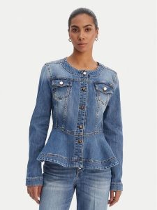 Fracomina Kurtka jeansowa FR26SJ4007D40902 Niebieski Regular Fit. Niebieskie kurtki Fracomina, xs, bez wzorów, z bawełny, bez kaptura. Za 598,99 zł.