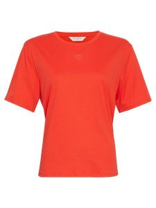 MOSS COPENHAGEN Koszulka w kolorze czerwonym rozmiar: M/L. Czerwone bluzki Moss Copenhagen, l, bez wzorów, z bawełny, bez kołnierzyka, bez ramiączek. Za 123,45 zł.