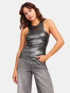 JJXX Top Forest 12266215 Srebrny Slim Fit. Szare topy JJXX, s, bez wzorów, z syntetyku, bez kołnierzyka, bez ramiączek. Za 59,99 zł.