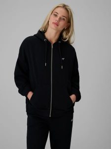 4F Bluza dresowa loose z kapturem damska - czarna L. Czarne bluzy 4f, l, bez wzorów, z dresówki, z kapturem. Za 159,99 zł.