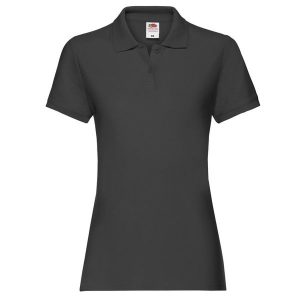 Damska Koszulka Polo Premium Plain. Czarne koszulki sportowe FRUIT OF THE LOOM, bez wzorów, bez ramiączek. Za 55,99 zł.