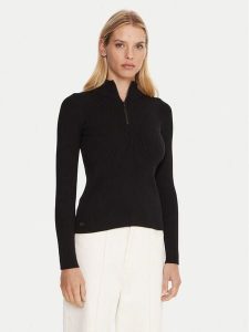 Lacoste Sweter AF4144 Czarny Regular Fit. Czarne swetry klasyczne Lacoste, z syntetyku, bez kołnierzyka. Za 589,99 zł.