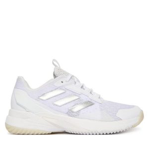 Buty halowe adidas. Białe buty sportowe ADIDAS, bez wzorów, bez zapięcia. Za 489,99 zł.