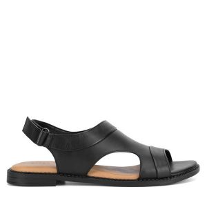 Sandały Lasocki. Czarne sandały Lasocki, bez wzorów, bez obcasa, na płaskiej podeszwie, bez zapięcia. Za 127,99 zł.