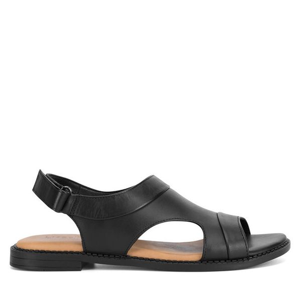 Sandały Lasocki. Czarne sandały Lasocki, bez wzorów, bez obcasa, na płaskiej podeszwie, bez zapięcia. Za 159,99 zł.