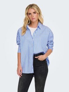 JDY Koszula "Vesper" w kolorze niebiesko-białym rozmiar: S. Białe koszule JDY, s, bez wzorów, bez kołnierzyka, bez ramiączek. Za 69,58 zł.