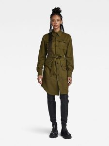 G-Star Sukienka w kolorze khaki rozmiar: XS. Brązowe sukienki G-Star, na co dzień, xs, bez wzorów, z tkaniny, retro, bez kołnierzyka, bez ramiączek, midi, proste. Za 223,99 zł.