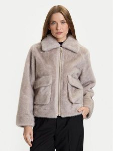 Rinascimento Futro CFC0122227003 Szary Regular Fit. Szare płaszcze Rinascimento, l, bez wzorów, z futra, bez kaptura. Za 659,99 zł.