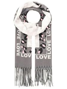 Zwillingsherz Szal "Leo Love & Hearts" w kolorze szaro-kremowym - 180 x 70 cm rozmiar: onesize. Szare szaliki Zwillingsherz, bez wzorów, z materiału. Za 118,84 zł.