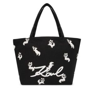 Torebka KARL LAGERFELD. Czarne shopper bag KARL LAGERFELD, bez wzorów, bez dodatków. Za 339,99 zł.