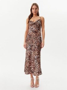 Guess Sukienka codzienna W5GK85 WH9C2 Brązowy Regular Fit. Brązowe kombinezony Guess, l, z aplikacjami, z syntetyku, bez kołnierzyka, bez ramiączek. Za 319,99 zł.