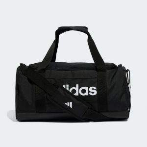 Torba sportowa ADIDAS Linear Duffel 24 l. Czarne torby podróżne i sportowe ADIDAS, bez wzorów, z materiału, na ramię. Za 119,99 zł.