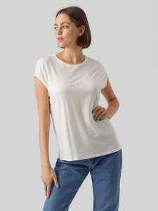 Vero Moda Koszulka "Vmava" w kolorze białym rozmiar: L. Białe bluzki Vero Moda, l, bez wzorów, bez kołnierzyka, bez ramiączek. Za 43,99 zł.