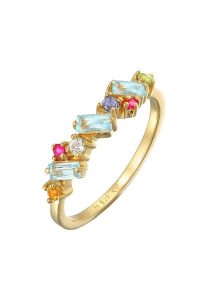 Elli PREMIUM Damski kolorowy glamour z peridotem, topazem i kamieniem księżycowym w pozłacanym srebrze próby 925 Sterling Silver Pierścionki 1 ct. Szare pierścionki Elli PREMIUM, z cytrynem, pozłacane. Za 368,99 zł.