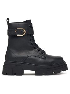 Tommy Hilfiger Trapery Leather Th Buckled Lace-Up Boot FW0FW09550 Czarny. Czarne buty zimowe TOMMY HILFIGER, bez obcasa, bez zapięcia. Za 799,99 zł.